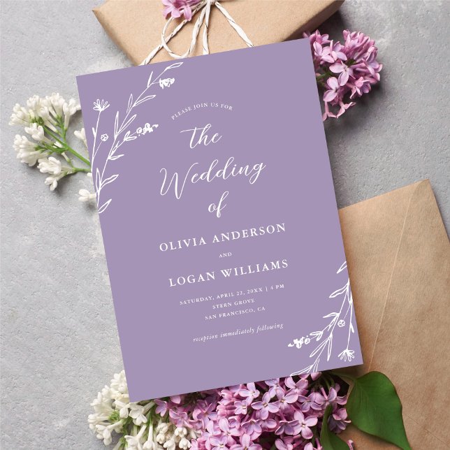 Rustic Lavender Purple Wildflower Boho Wedding Invitation (Creator Uploaded)