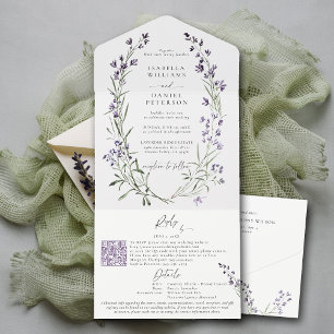 Rustic Lavender RSVP Details Modern Chic Wedding All In One Invitation