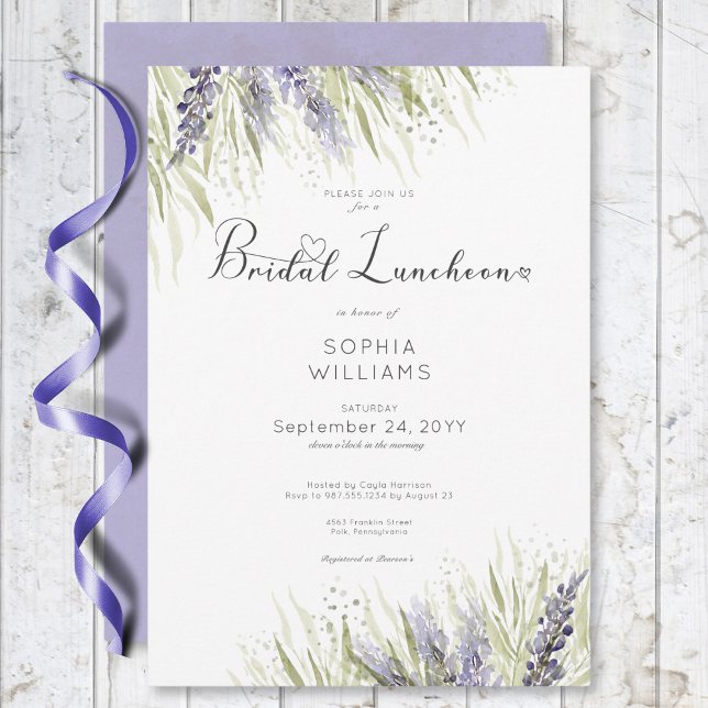 Rustic Lavender & Sage Bridal Luncheon Invitation (Rustic Lavender & Sage Bridal Luncheon Invitation)
