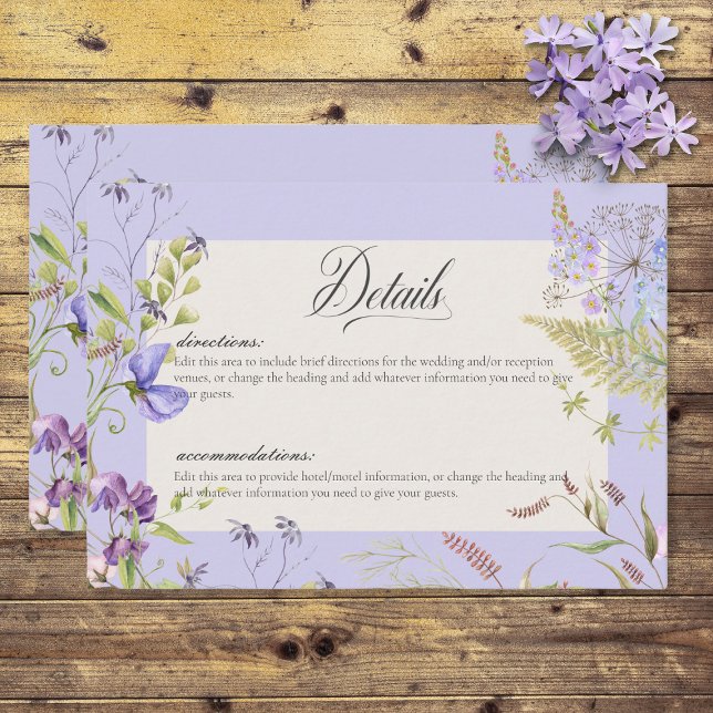Rustic Lavender Sage Wildflowers Lavender Details Enclosure Card (Creator Uploaded)