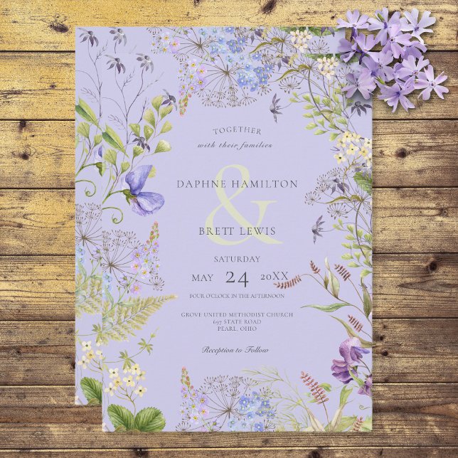 Rustic Lavender & Sage Wildflowers Lavender Invitation (Creator Uploaded)
