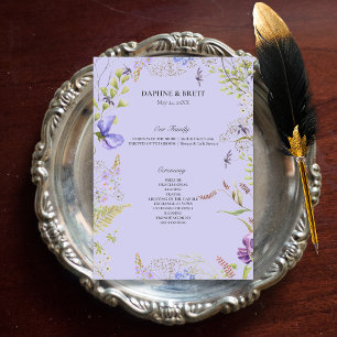 Rustic Lavender Sage Wildflowers Lavender Wedding Programme
