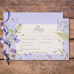 Rustic Lavender & Sage Wildflowers Sage Dinner RSVP Card