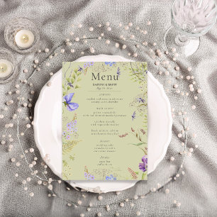 Rustic Lavender & Sage Wildflowers Sage Wedding Menu