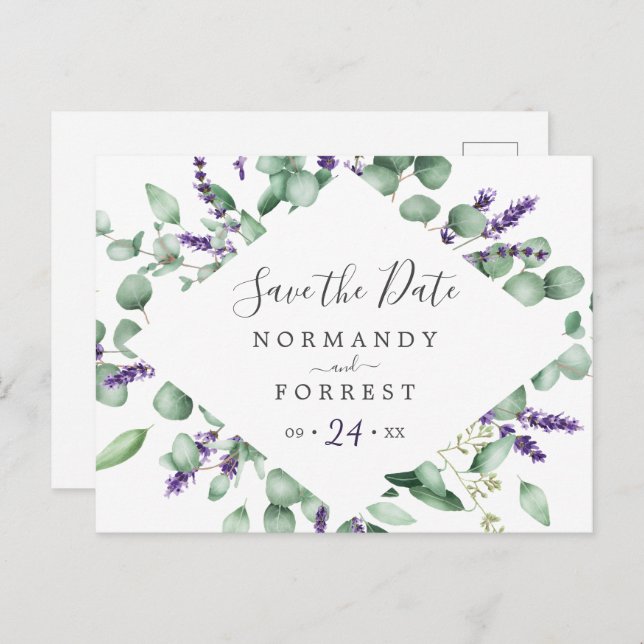 Rustic Lavender Save the Date Postcard (Front/Back)