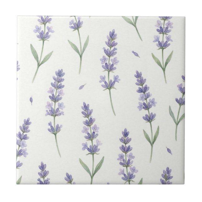 Rustic Lavender Sprigs Seamless Pattern Tile (Front)
