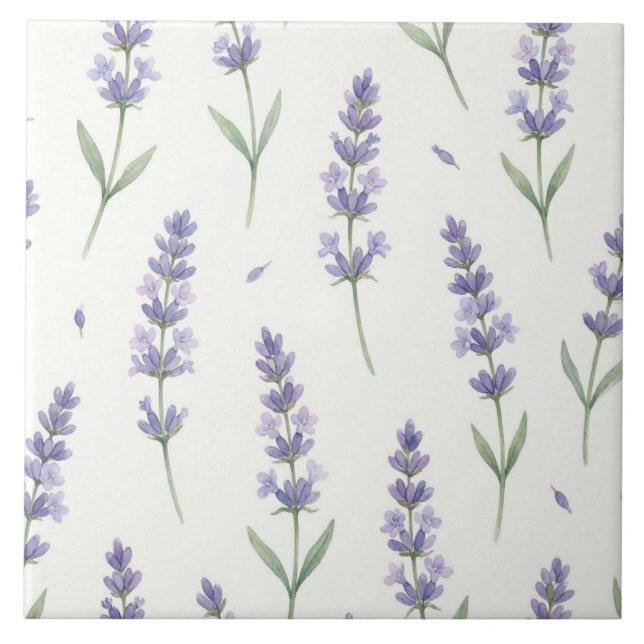 Rustic Lavender Sprigs Seamless Pattern Tile (Front)