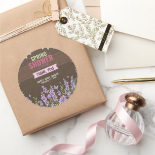 Rustic Lavender Spring Shower Party Baby Shower Classic Round Sticker