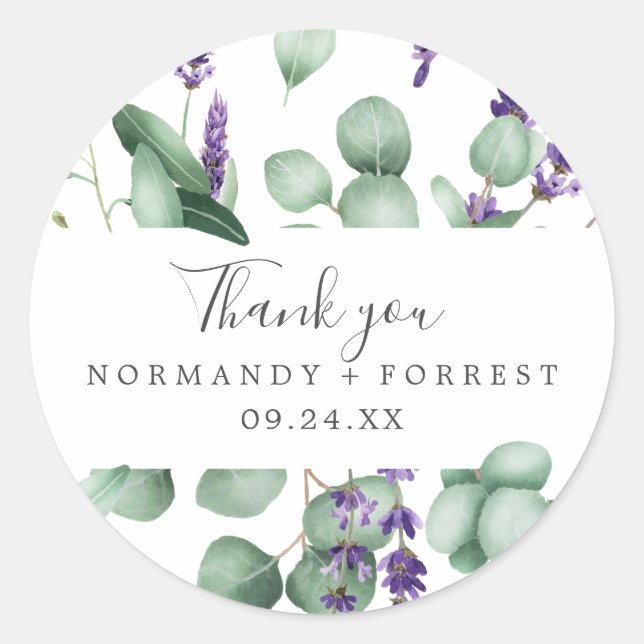 Rustic Lavender Thank You Favour Sticker (Front)