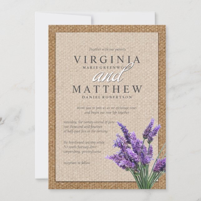 RUSTIC LAVENDER WEDDING INVITATION (Front)
