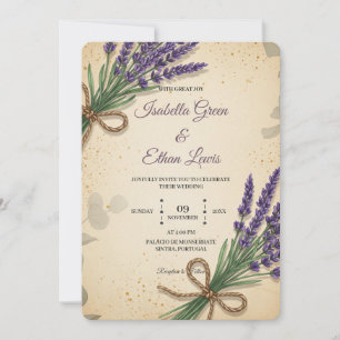 Rustic Lavender Wedding Invitation