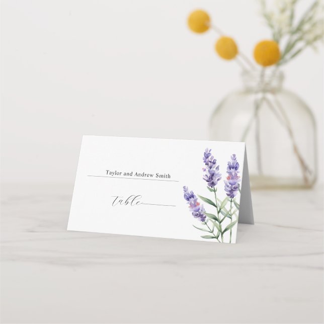 Rustic Lavender Wedding Place Card (Front)