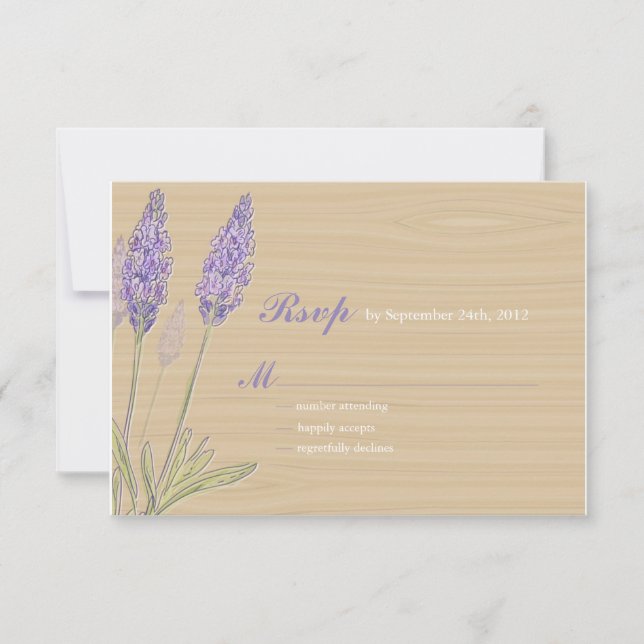 Rustic Lavender Wedding RSVP Card (Front)