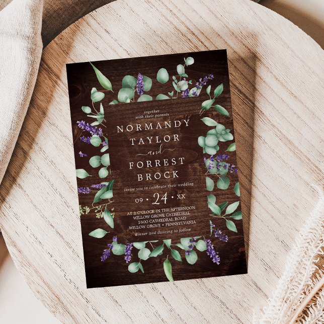 Rustic Lavender | Wooden Floral Frame Wedding Invitation (Creator Uploaded)