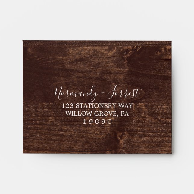 Rustic Lavender | Wooden Self-Addressed RSVP Envelope (Front)