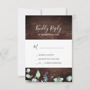 Rustic Lavender Wooden Simple RSVP Card