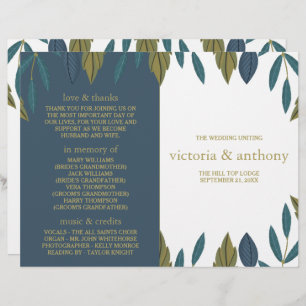 Rustic Leaf Floral Wedding Bi-Fold Program