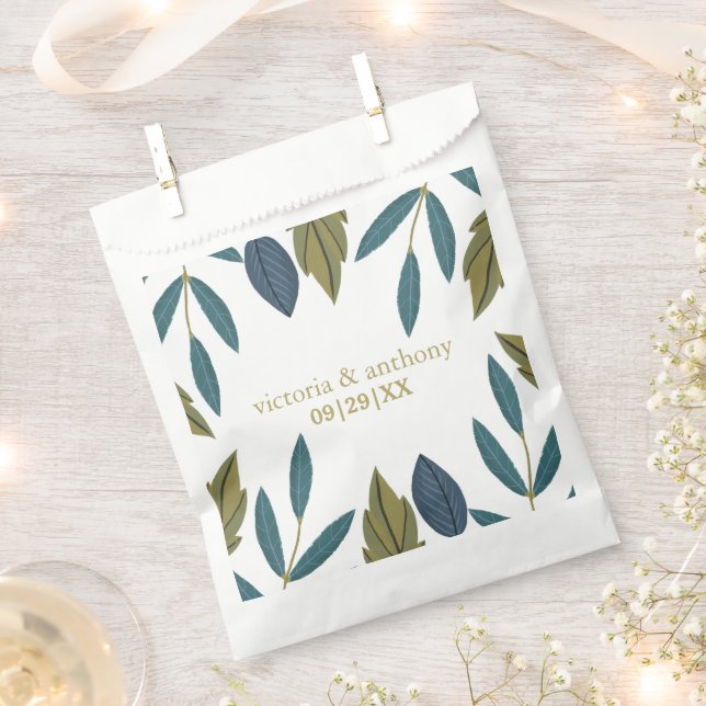 Rustic Leaf Floral Wedding Favour Bags (Clipped)