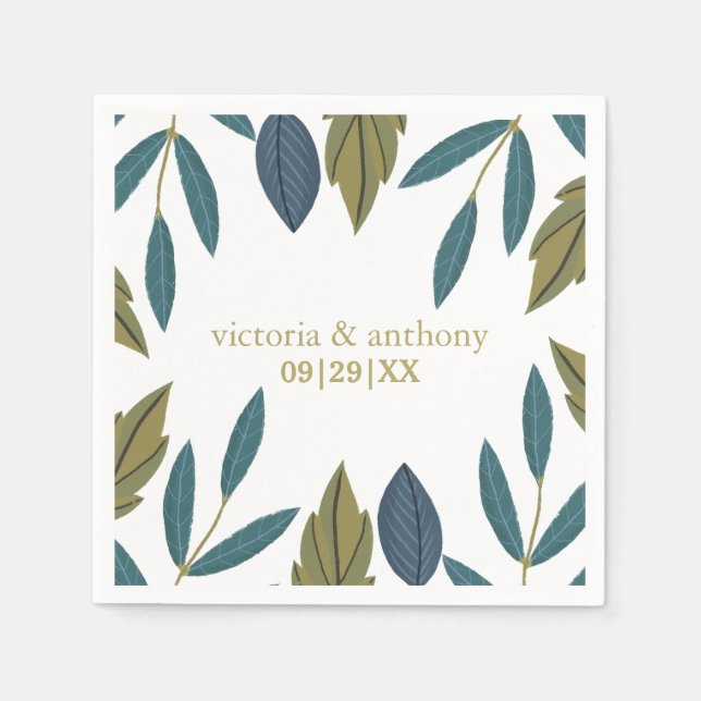 Rustic Leaf Floral Wedding Napkin
