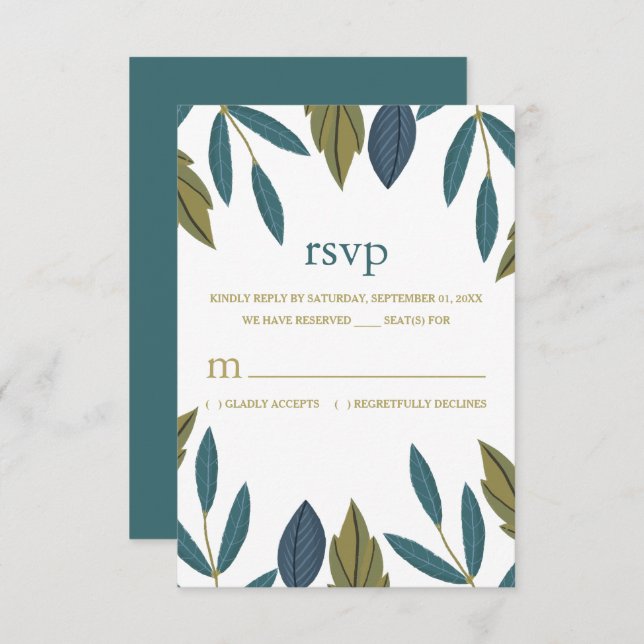 Rustic Leaf Floral Wedding RSVP Card (Front/Back)