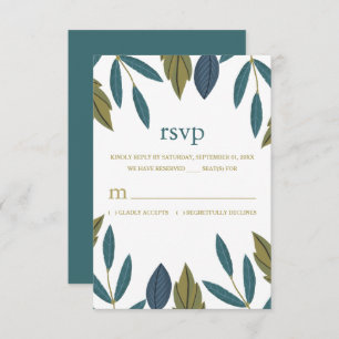 Rustic Leaf Floral Wedding RSVP Card