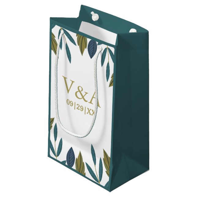 Rustic Leaf Floral Wedding Small Gift Bag (Front Angled)