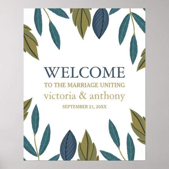 Rustic Leaf Floral Wedding Welcome Poster (Front)