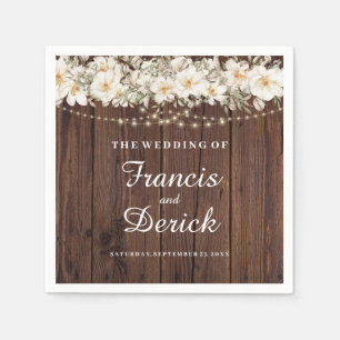 Rustic Leaf String lights Wedding Napkin