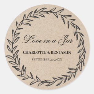 Rustic Leaf Wreath Mason Jar Wedding Favour Labels