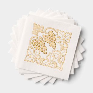 Rustic Leafy Bunch of Grapes Foil Napkins