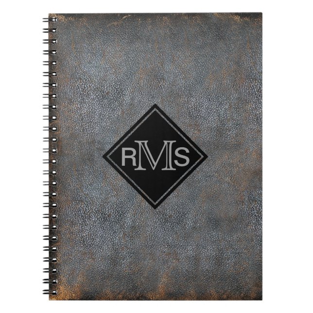 Rustic Leather Book Look | Monogrammed Initials (Front)