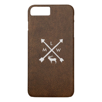 Rustic Leather Look Monogram iPhone 7+ Case