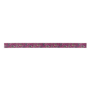 Rustic Leaves and Berries Burgundy Red Christmas Satin Ribbon