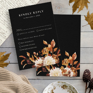Rustic Leaves Fall Wedding RSVP Card