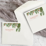 Rustic Leaves Red Berry Christmas Wedding Address  Label<br><div class="desc">Rustic Green Leaves Red Berries Christmas Wedding Address label . Elevate your Christmas wedding invitations with our Rustic Green Leaves and Red Berries Address Labels. These charming labels, adorned with natural foliage, evoke a cosy yet elegant feel, perfectly capturing the spirit of your celebration. The deep green leaves and vibrant...</div>