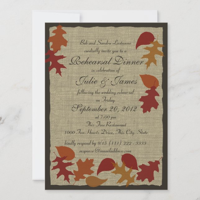 Rustic Leaves Rehearsal Dinner Invitation (Front)