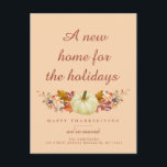 rustic leaves thanksgiving moving announcement postcard<br><div class="desc">Announce your new holiday home to family and friends with this modern floral happy thanksgiving card.</div>