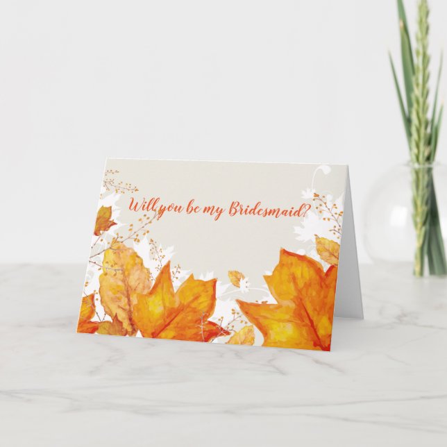Rustic Leaves Wedding Bridesmaid Invitation (Front)