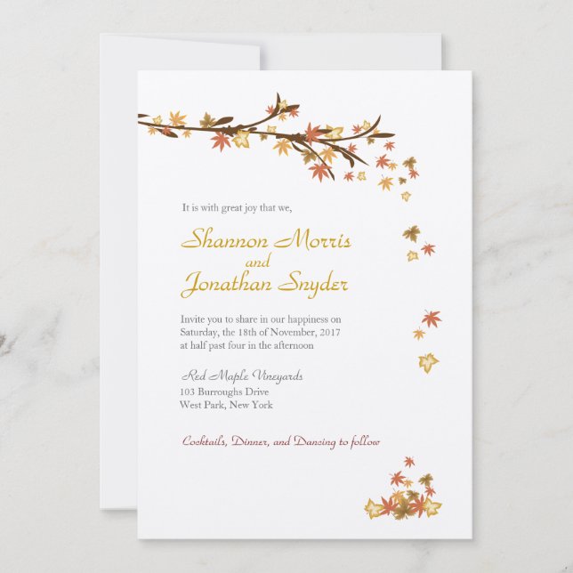 Rustic Leaves Wedding Invitation (Front)