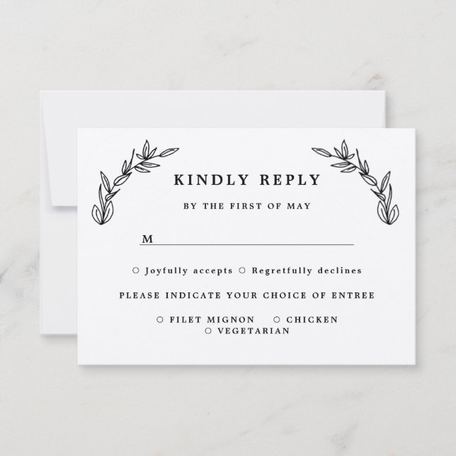 rustic leaves wedding response card (Front)