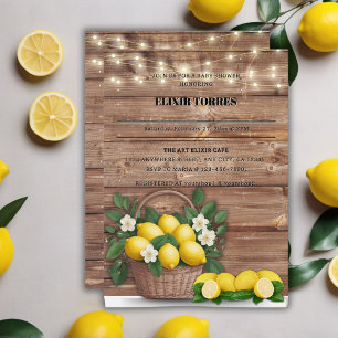 Rustic Lemon Basket Modern Cute Baby Shower Invitation