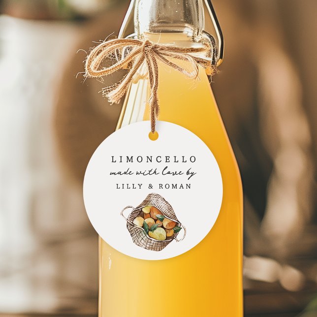 Rustic Lemon Basket Personalised Limoncello Favour Tags (Creator Uploaded)