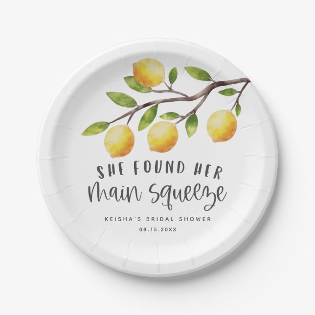 Rustic Lemon Bridal Shower  Paper Plate (Front)
