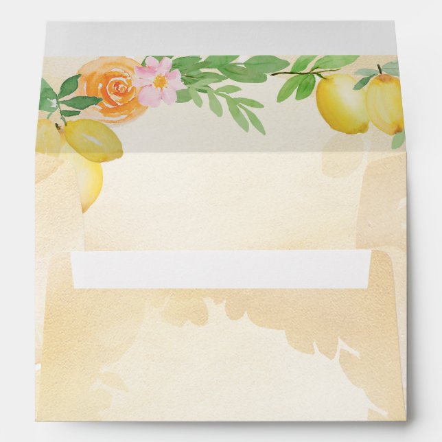 Rustic Lemon Citrus Boho Summer Wedding Envelope (Back (Bottom))