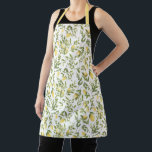 Rustic Lemon Citrus Orchard Pattern Print Apron<br><div class="desc">Rustic watercolor lemons and leafy foliage pattern print apron with coordinating yellow colour straps.</div>