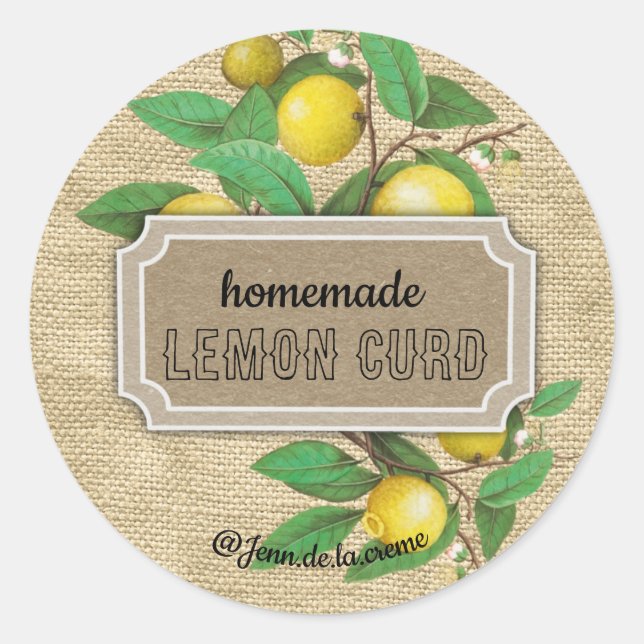 Rustic Lemon Curd Catering Classic Round Sticker (Front)