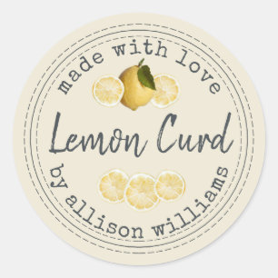 Rustic Lemon Curd Homemade Classic Round Sticker
