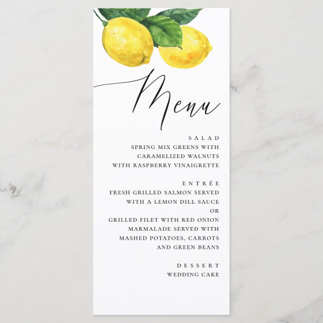 Rustic Lemon Grove Wedding | Summer Citrus Orchard Menu (Front)