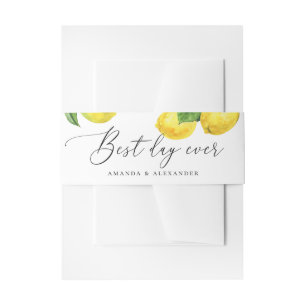 Rustic Lemon Grove Wedding Watercolor Citrus Invitation Belly Band