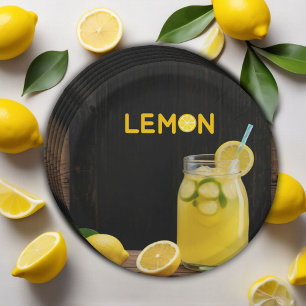 Rustic Lemon Lemonade Baby Shower Paper Plate
